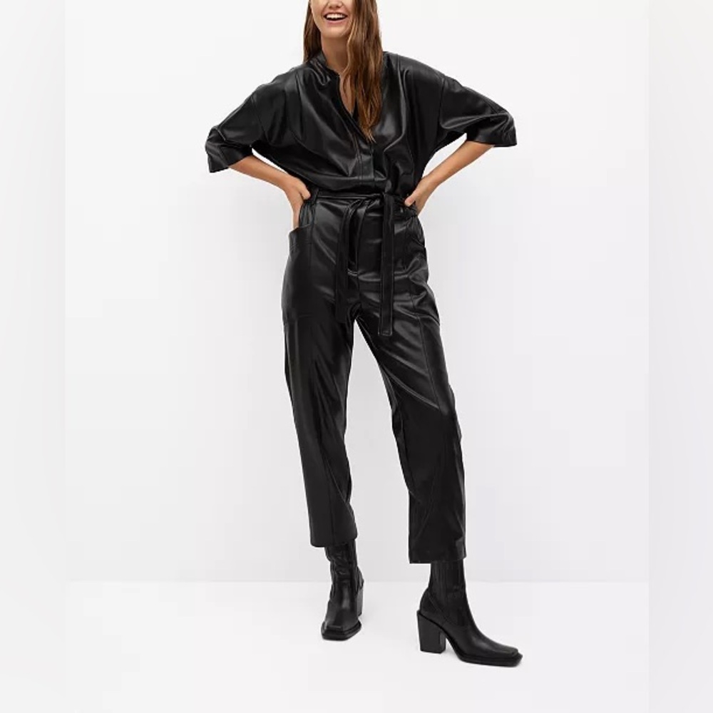 Mango Faux Leather Jumpsuit